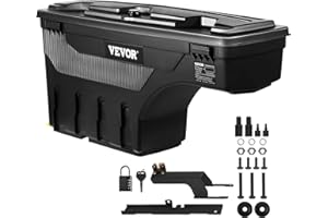 VEVOR Truck Bed Storage Box, Lockable Swing Case with Password Padlock, 6.6 Gal/25 L ABS Wheel Well Tool Box, Waterproof and Durable, Compatible with Ford F-150 2015-2021, Drivers Side (Left)