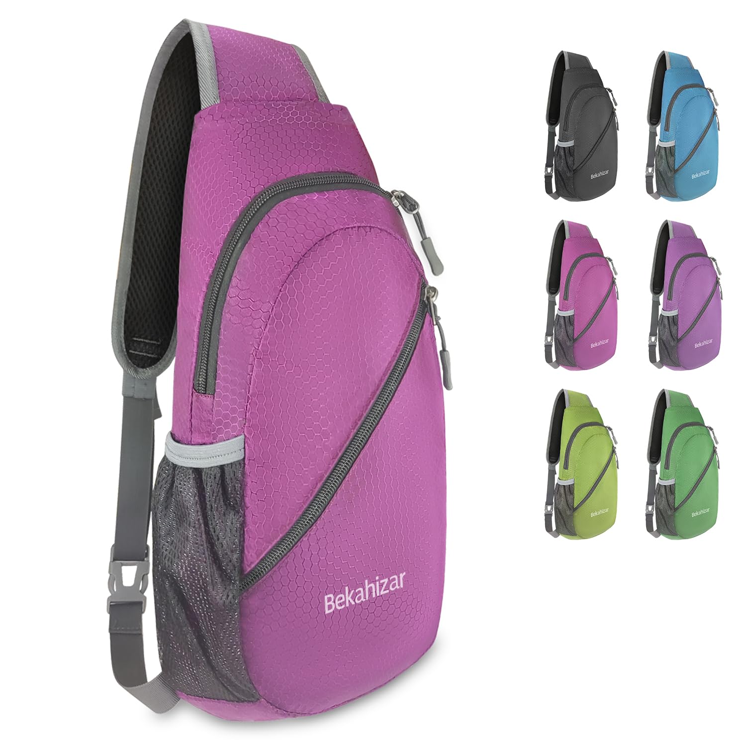 Bekahizar Sling Bag Backpack Cross Body Bag Chest Shoulder Rucksack Lightweight Multipurpose Day Packs for Men And Women Walking Cycling Hiking Camping Outdoor Sports (Rose red)