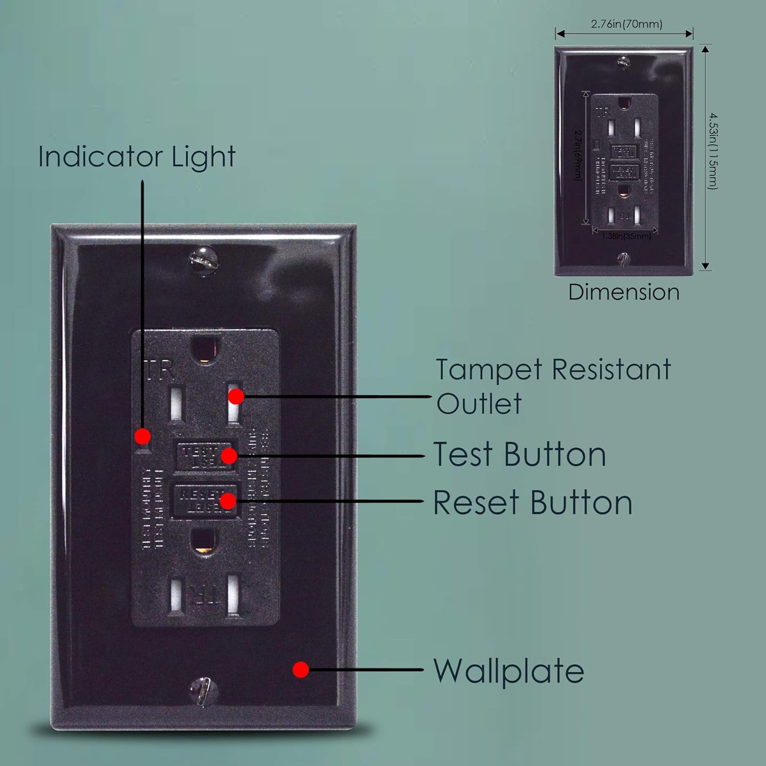 Ground Fault Circuit Interrupter UL Listed AH Lighting GFCI Outlet 15A