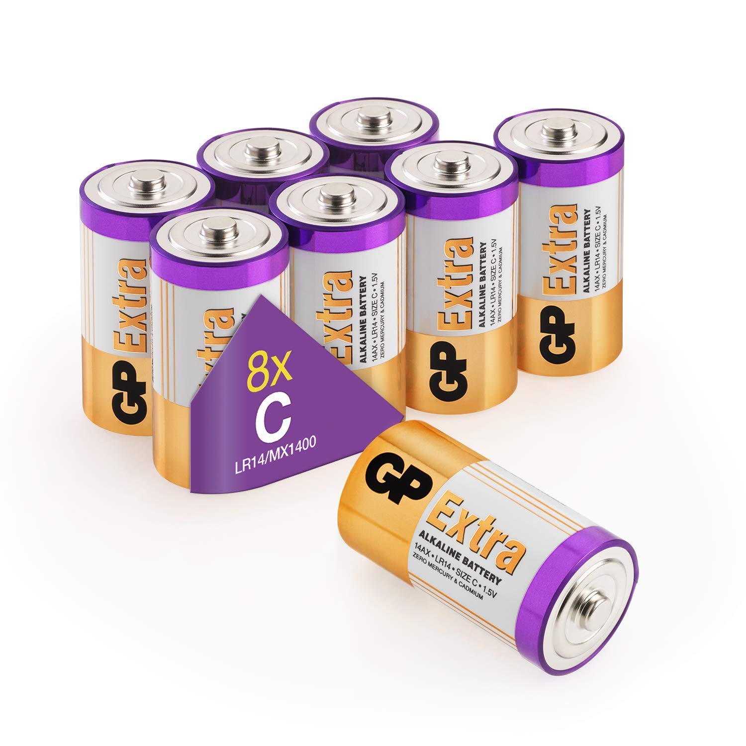Size/Type C Batteries Pack of 8 LR14 batteries 1.5V by GP Batteries Type C Cell Size Extra Alkaline Batteries ideal for: Toys/Radio’s/Garden equipment