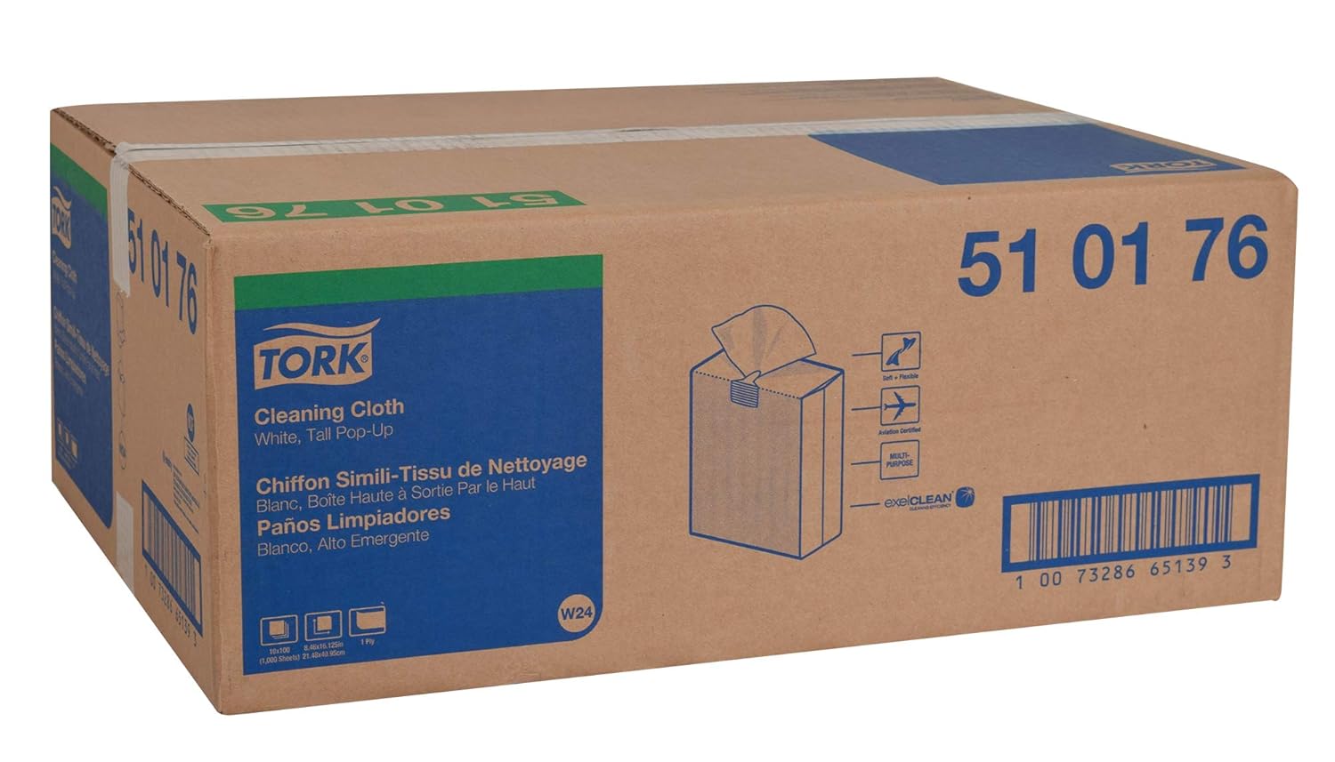 Tork 510176 Cleaning Cloth, Pop-Up Box, 1-Ply, 8.46" Width x 16.125" Length, White (Case of 10 Boxes, 100 per Box, 1, 000 Cloths per Case): Industrial & Scientific