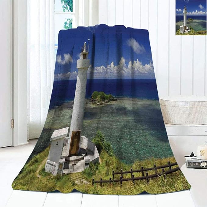 Lighthouse Decor Home Decorative Throw Blanket, Hiracbosaki Lighthouse