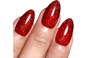 Imtiti Glitter Gel Nail Polish, 0.5 Fl Oz Red Glitter Gel Polish Soak Off LED U V Shimmer Sparkle Nail Gel Polish Fall Winter DIY Nail Art Starter Manicure Salon for Women Girls