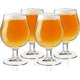 True Classic Tulip Beer Glasses, Sparkling Clear Drinking Glasses for Belgian Ales, Sours, IPA Beers, Cocktails, Gifts for Men, Game Night, Happy Hour, Home Bar, Elegant Glassware, 15 oz, Set of 4
