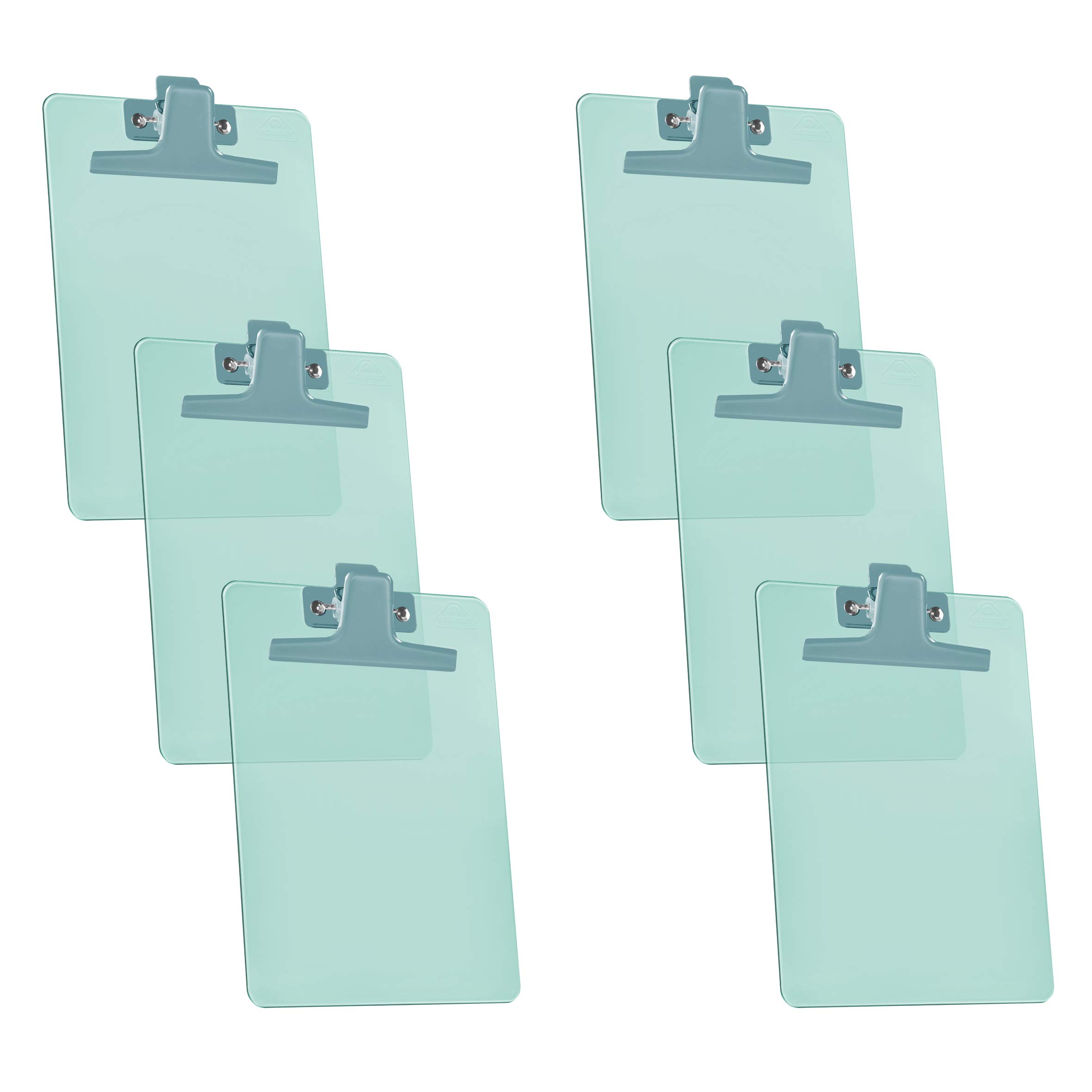 Acrimet Clipboard Memo Size A5 (23,5 cm x 16 cm) Premium Metal Clip (Plastic) (Green Color) (6 Pack)