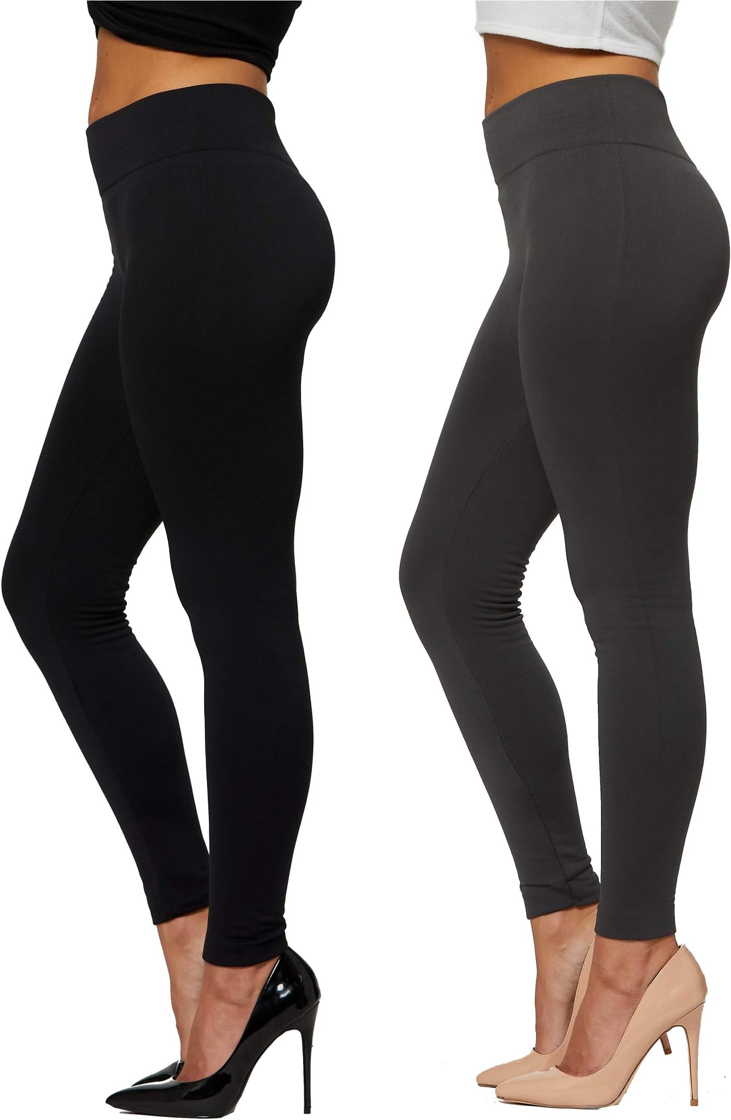 Premium Women's Fleece Lined Leggings - High Waist - Regular and Plus Size - 20+ Colors