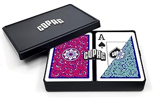 Copag 1546 Neoteric Design 100% Plastic Playing Cards, Bridge Size (Narrow) Green/Red Double Deck Set (Jumbo Index)