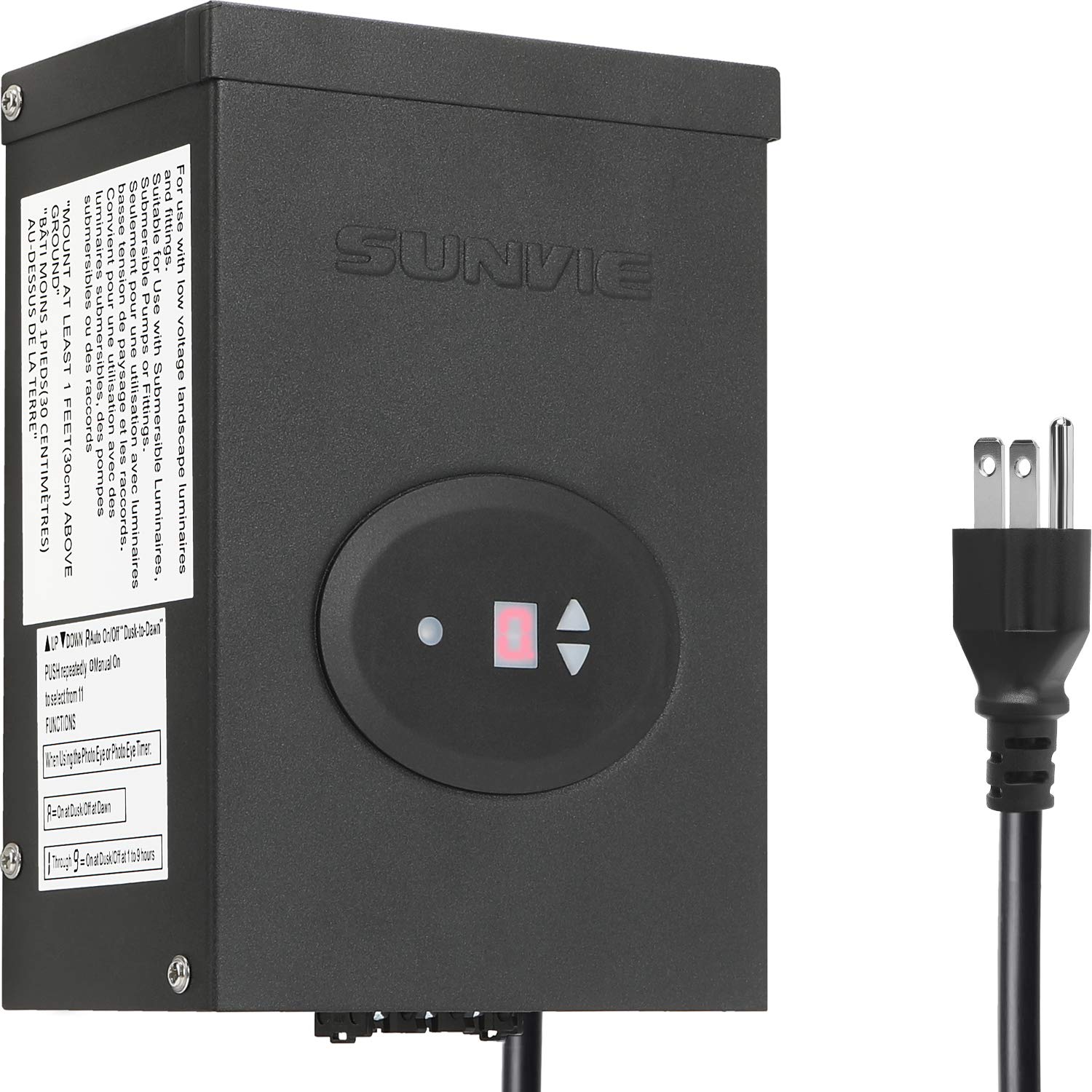Photo 1 of SUNVIE 300W Low Voltage Transformer for Landscape Lighting with Timer and Photocell Sensor Waterproof Power Supply for Landscape Lights Path Lights Outdoor Spotlight 120V AC to 12V /14V AC(ETL Listed)