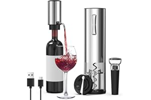 KeeKit 4-in-1 Electric Wine Opener Set - Rechargeable Wine Bottle Opener with Vacuum Stoppers, Foil Cutter, and Bottle Opener