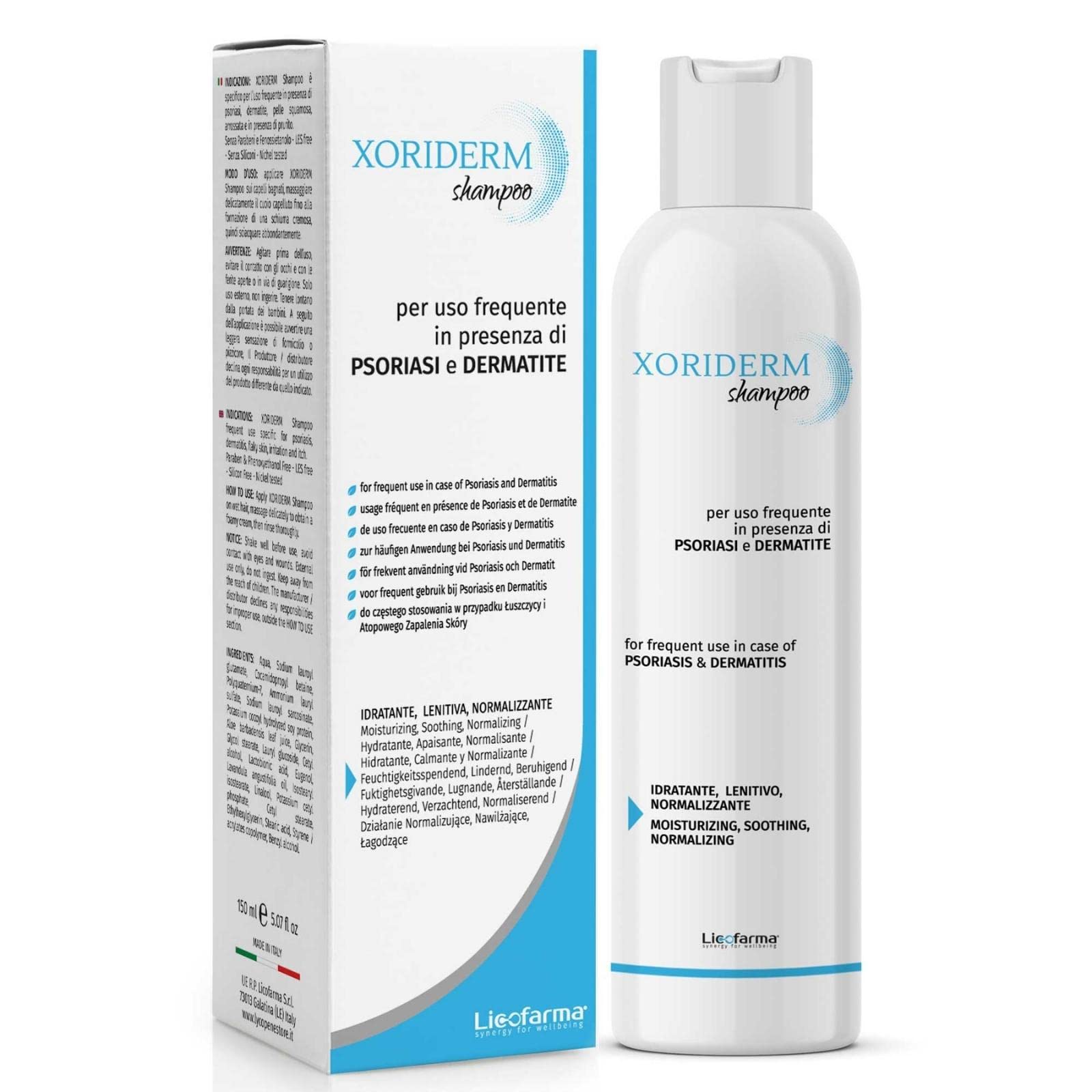 Xoriderm Delicate Shampoo helps in presence of Psoriasis and Dermatitis of the scalp, but also in the event of itch and redness of the scalp