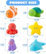 JOYIN Sea Animals Bath Toys 6 Pcs Sealed No-Hole Mold Free Squeezable Toys view 3