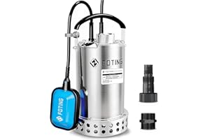 Full 304 Stainless Steel Submersible Water Pump 1HP 4600GPH with Automatic Float Switch, Utility Pump for Pool Draining Fast 