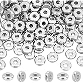 UNICRAFTALE 200Pcs Flat Round Spacer Beads Stainless Steel Bracelet Beads 6mm Small Metal Spacer Bead Smooth Loose Bead for DIY Bracelet Jewelry Crafts Making Hole 2mm