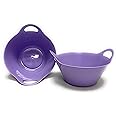 Mintra Home Plastic Bowls with Handles (1.8L Medium 2pk, Lavender)
