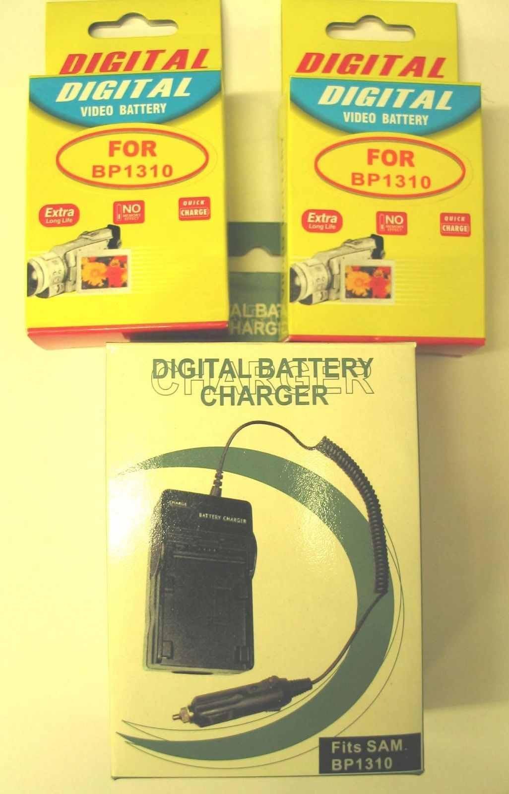 TWO 2X BP-1310, ED-BP1310/EP, ED-BP1310, Batteries + Charger for Samsung