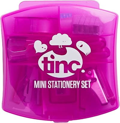 Tinc Mini Stationery Set Pink – Tape Dispenser, Scissors, Stapler, Hole Punch