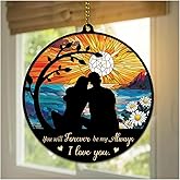 Foxcorner Couple 5" Suncatcher 2025, I Love You Christmas Ornament Gifts for Him Her, Birthday Anniversary for Her, Wife, Girlfriend, Husband Gift for Him 2 Layered Wood Acrylic 5" Ornament Keepsake