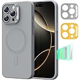 ESR for iPhone16 Pro Case with MagSafe, Supports Magnetic Charging, Smooth & Slim Silicone Case, Shockproof, Full Screen and Camera Protection, Soft Microfiber Lining,Grey
