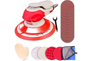 Rycubre 5/6 Inch Pneumatic Orbital Air Sander High-Speed DA Sander for auto body/Ideal for Woodworking, Auto Polishing, and Metal Sanding (6 inch)