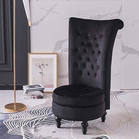 Lepak Velvet Princess Vanity Stool Chair Buttons High Back Tufted Accent Chairs With Storage And Upholstered Seat For Living Room Sofa Leisure Chair Black Amazon Co Uk Kitchen Home