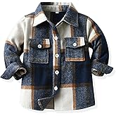 XNMAYA Toddler Little Boys Girls Long Sleeve Button Down Plaid Shirts Fall Winter Warm Jackets Family Photos Tops