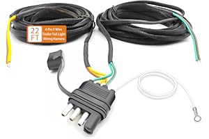 4 Pin 5 Wire Trailer Wiring Harness, 22FT Trailer Connector Light Kit 4 Pin, Boat Trailer Wiring Harness, for Connection Both