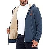 Herberton Men's Zip Up Sherpa-Lined Hoodie Jackets Winter Midweight Fleece Sweatshirt Blue XX-Large