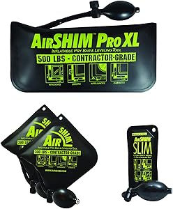 Calculated Industries 1132 AirShim Inflatable Pry Bars and Leveling Tools 4-pc Value Pack – 2 Original AirShims, 1 AirShim Pro XL, and 1 AirShim Slim | Contractor-Grade Pump Wedges | Set of 4