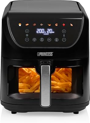 SlimFry Airfryer, 8L Capacidad, 2000W, 8 Programas, Pantalla Táctil Digital, Termostato Ajustable, Ventana de Visualización, Apagado Automático, Cesta Lavable, 182257, Pilotos de color