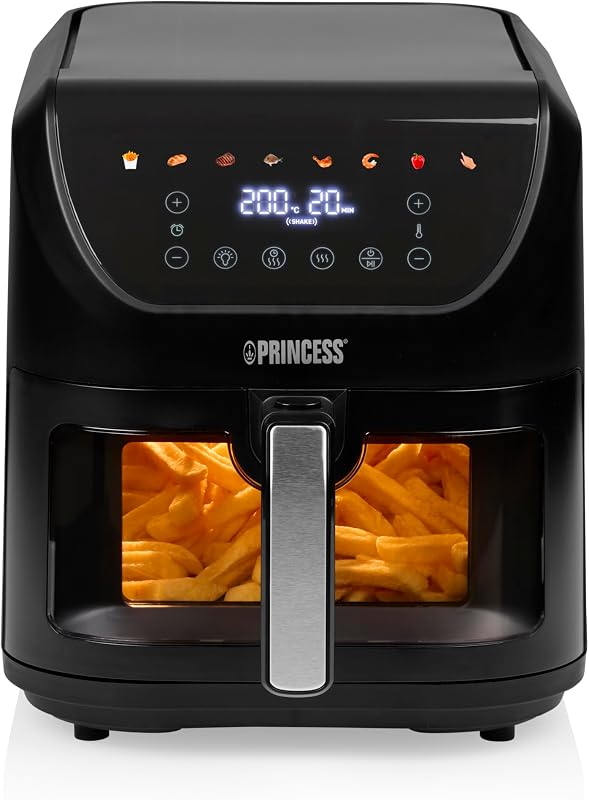 SlimFry Airfryer, Capacité 8L, 2000W, 8 Programmes, Écran Tactile Digital, Température Réglable, Fenêtre de Visualisation, Arrêt Automatique, Panier Lavable, 182257, Noir