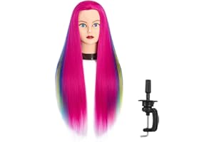 Headfix 26"-28" Long Hair Mannequin Synthetic Fiber Hairdresser Practice Styling Training Cosmetology Manikin Doll With Clamp (6F1919w0320)