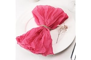 Dololoo Cheesecloth Napkins Set of 6, 20 x 20 Inch Gauze Dinner Cloth Napkins, Handmade Square Rustic Table Napkins for Parties Weddings Event Family Dinner Boho Boho Decoration, Fuchsia