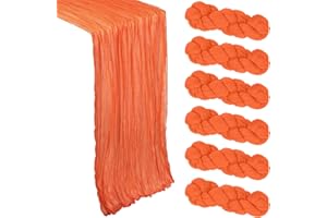 HENEGER 6 Pack Fall Table Runner Orange Cheesecloth 10Ft Gauze Cheese Cloth Table Runner 35x120 Inch Boho Sheer Rustic Fabric for Halloween Party Decor Baby Shower Wedding Thanksgiving Home Table Decorations