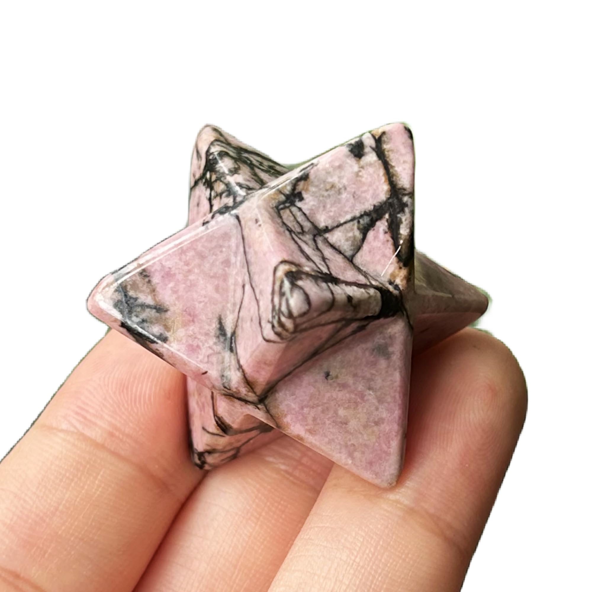 Manekieko Natural Rhodonite Merkaba Crystal Protection Sacred Meditation Energy Healing Chakra,25mm Hexagonal Star Crystals and Healing Stone โ image 1