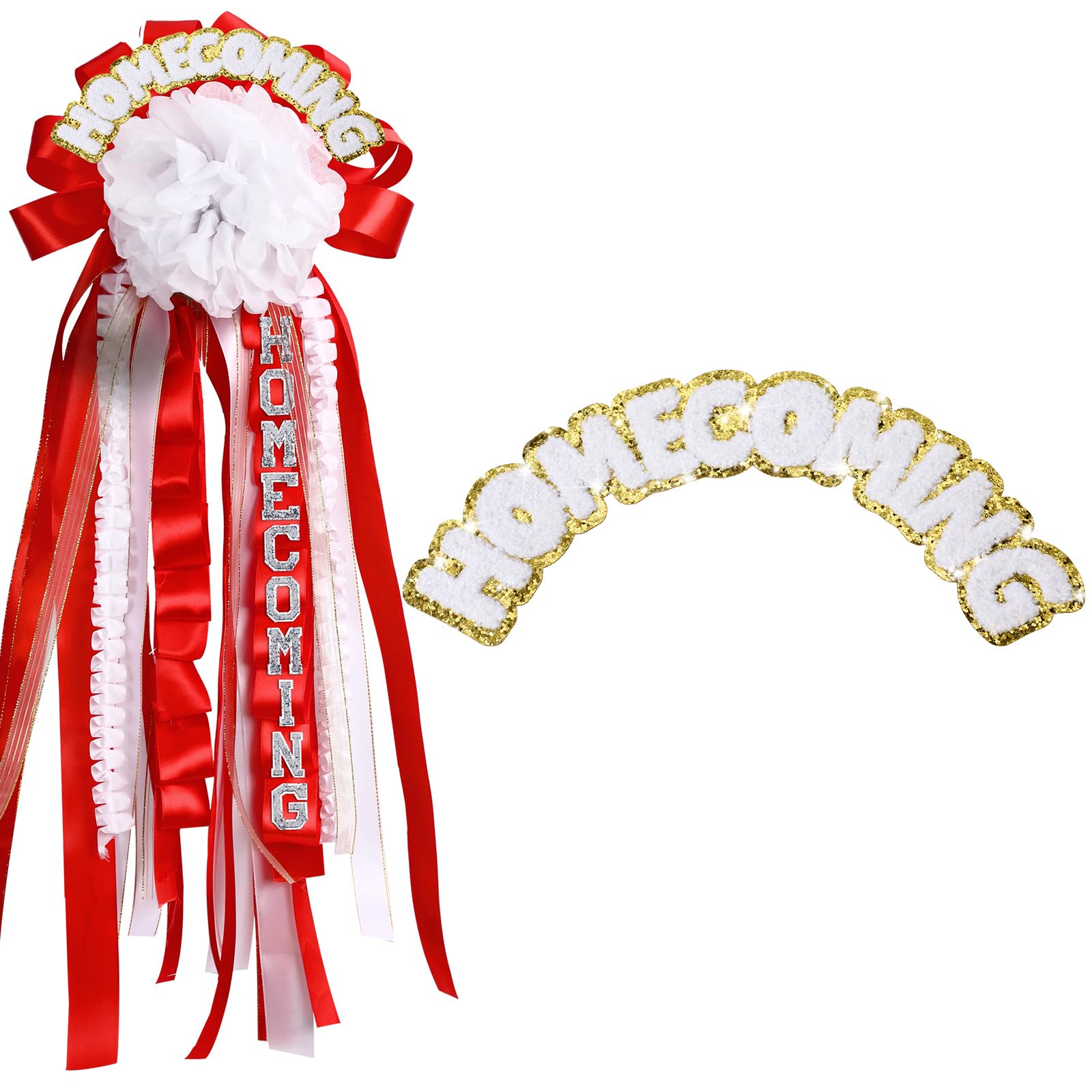 Photo 1 of Fanfanwin Homecoming Mum Supplies 9.44'' Chenille Embroidered Adhesive Letter Patch Mum Backer DIY Craft (Braid Not Included)(Gold)