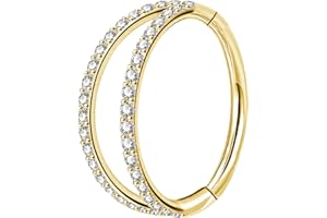 OUFER Helix Piercing Jewelry,16G Surgical Steel Helix Hoop Earrings, Cartilage Tragus Rook Piercing Jewelry, Double Row Diamo