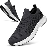 Puweco Mens Slip on Lightweight Walking Shoes Non Slip Breathable Running Shoes Comfort Tennis Workout Gym Sneakers with Shoelace