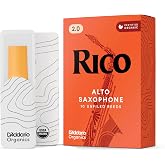 Rico Organic Alto Saxophone Reeds, Strength 2.0, 10 Pack | Rico Organic Alto Saxophone Reeds provide consistent response, easy playability, warm tone, and reliable performance.