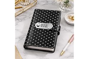 Password Cash Book with Lock-Rectangular Notebook Storage Box with Coin Storage, 50 Pages Can hold 100 Bank Notes, Secure Pas