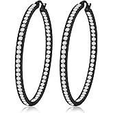 CiNily Mult-colors Crystal Stainless Steel Hoop Earring for Women Hypoallergenic Jewelry for Sensitive Ears Large Big Hoop Earrings 2"