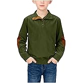 Boys Corduroy Polo Shirts Long Sleeve Golf T-Shirts Color Block Vintage Pullover Tops for Kids 5-15 Years