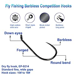 Eupheng 100pcs Plus Best Barbless Competition Fly