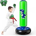 QPAU Inflatable Punching Bag, 48 Inch Stable Inflatable Boxing Bag for 3-6 Kids,Dinosaur Toy & Gifts for Boys and Girls, Kids Boxing Set for Practicing Karate, Taekwondo