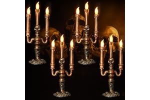 VIHOSE 4 Pack Halloween Candelabra with 3 Head LED Flameless Candles Ghost Head Light Battery Operated Candles Horror Table Centerpiece for Halloween Indoor Home Party Bar Decoration