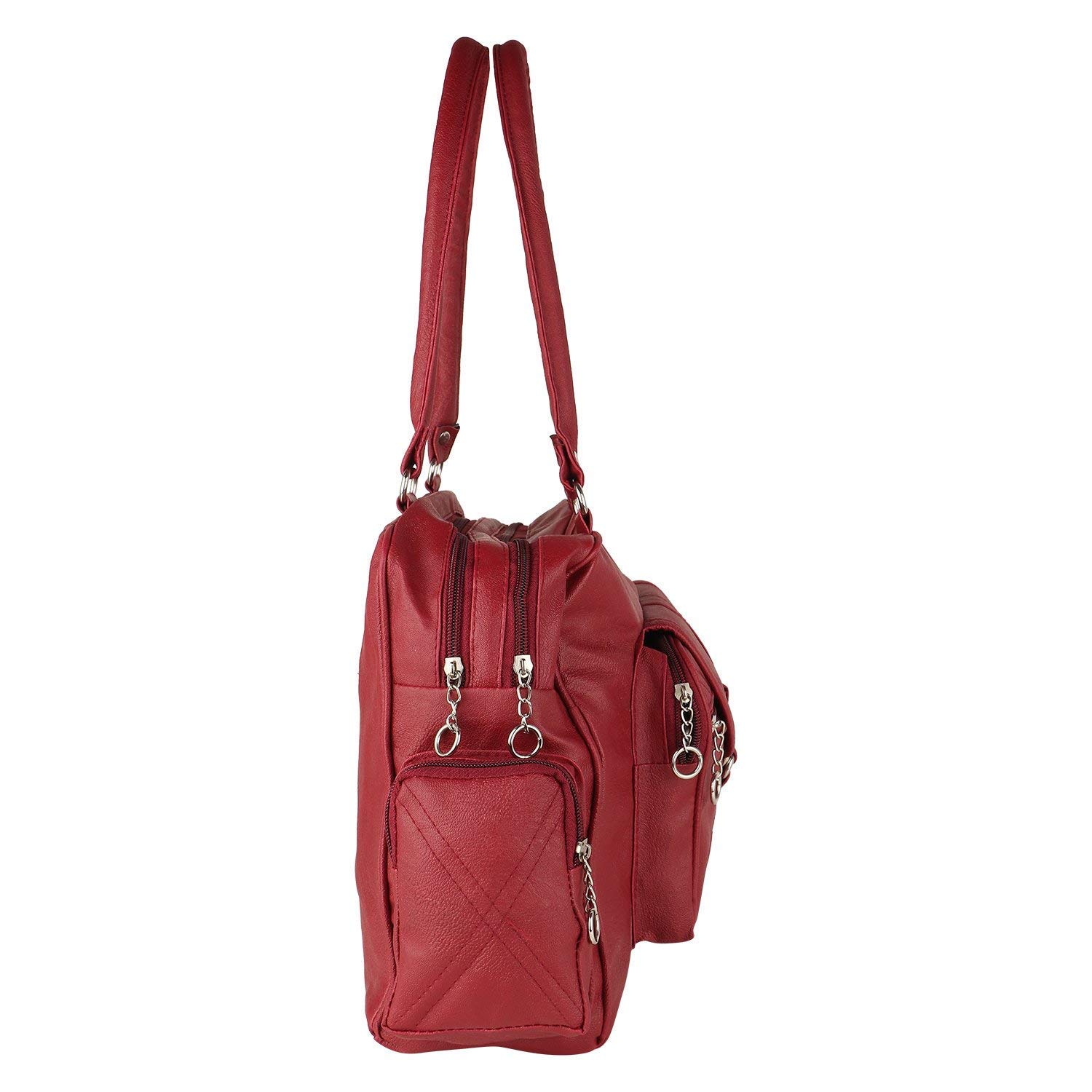 mango star women's pu leather handbag (maroon)