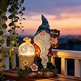 DiliComing Solar Garden Gnomes Outdoor Statues - Cute Gnome Statue with Welcome for Yard Patio Porch Lawn, Resin Gnome Figurine with Solar Light for Thanksgiving and Christmas