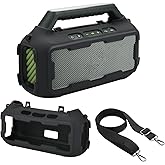 TXEsign Silicone Cover for Soundcore Boom 2 Outdoor Speaker(Black) | Travel Silicone Sleeve Case Shockproof Protective Cover Soft Skin with Shoulder Strap