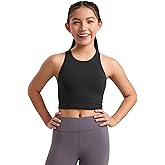 CRZ YOGA Girls Butterluxe Double Lined Racerback Crop Tank Tops - High Neck Dance Yoga Athletic Casual Tight Kids Teen