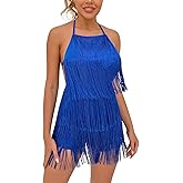 Sexy Backless Fringe Dress Jumpsuit - Womens Club Boho Tassel Tiered Halter Playsuit Festival Bodysuit Romper
