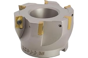 CME TOOLS 3" 90° Indexable Face (Shell) Mill, for Square Shoulder Milling, 1" Arbor Hole Diameter, 6 Flute, with 6 pcs APKT1604 Carbide Inserts